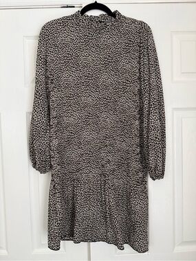 Leopard Long Sleeve Mini Dress, Size 6